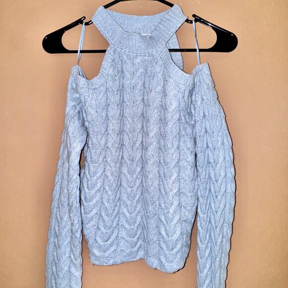 ZARA Women's Knit Off Shoulder Sweater Light Blue Size Medium - Picture 5 of 7